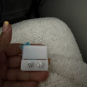 Classic Round-Cut Cubic Zirconia Stud Earrings - Silver Tone - Unbranded